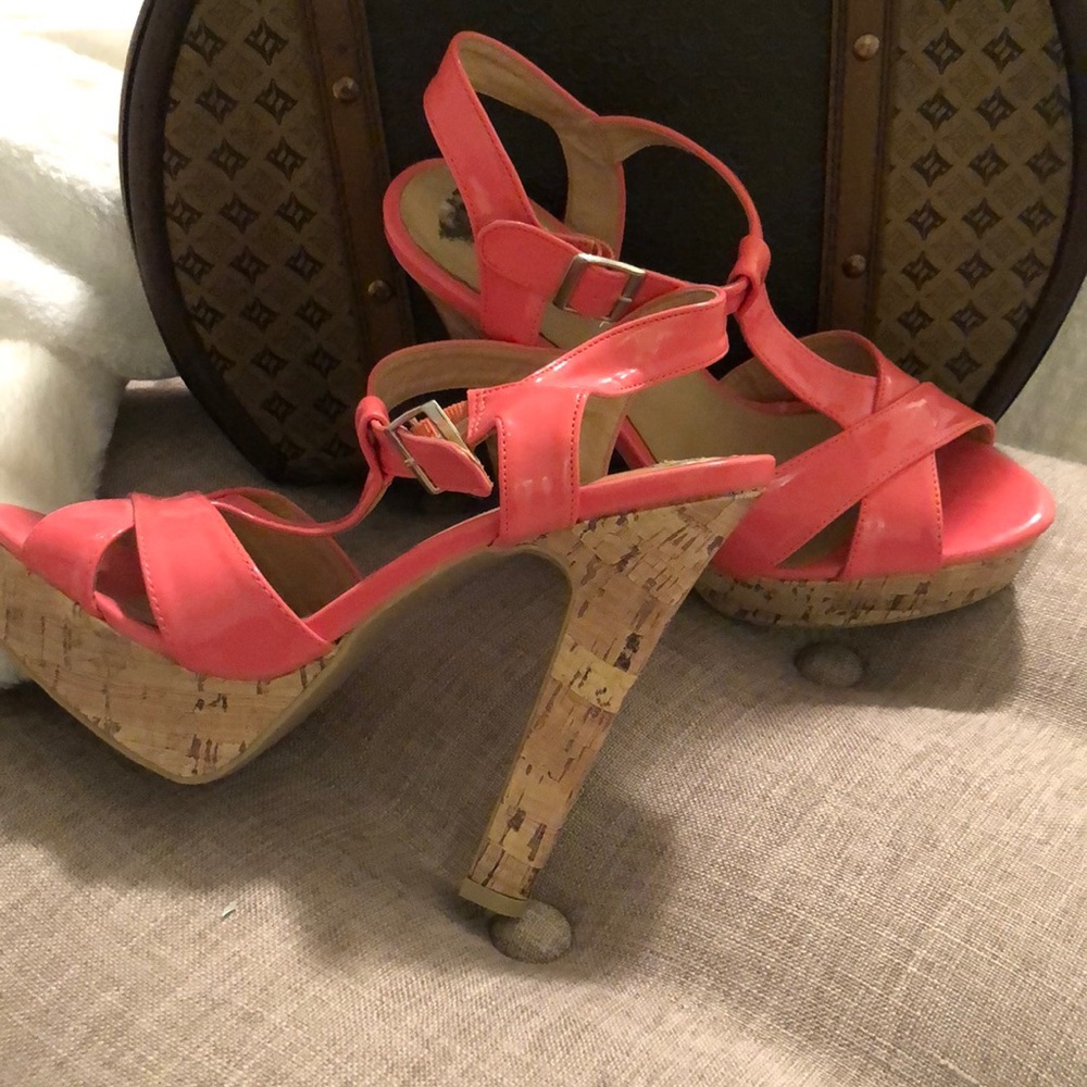 Madden Girl Coral Cork Heels Size 8